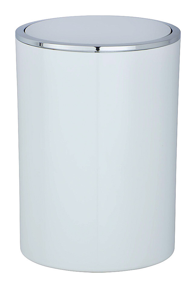 Schwingdeckeleimer weiß silber Kunststoff H/D: ca. 26x19 cm