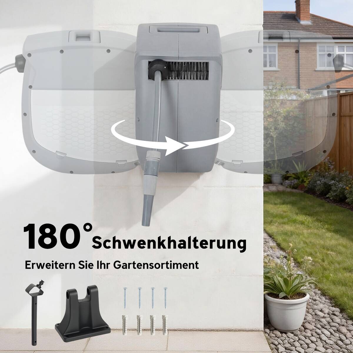 Outsunny Schlauchtrommel grau B/H/T/L: ca. 22x35x22x52 cm