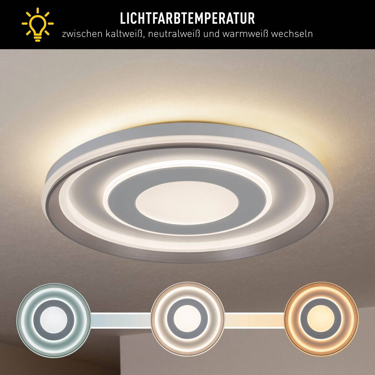 Näve Leuchten LED-Deckenleuchte weiß Kunststoff Metall B/H/T/D: ca. 50x7,5x50x50 cm