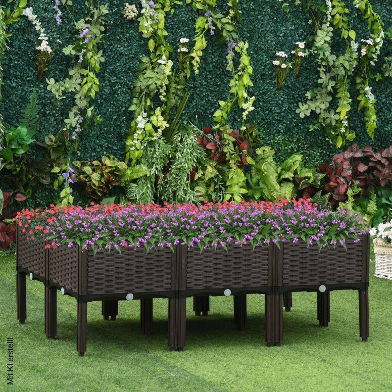 Outsunny Hochbeet braun H/T/L: ca. 44x80x120 cm