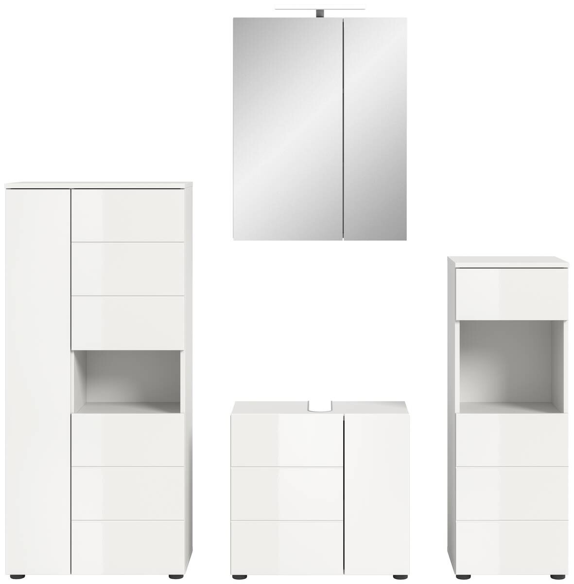 Badezimmer-Set VIRA weiß weiß Hochglanz B/H/T: ca. 188x190x34 cm