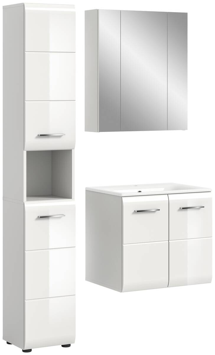 Badezimmer-Set Ice weiß weiß Hochglanz B/H/T: ca. 105x185x46 cm