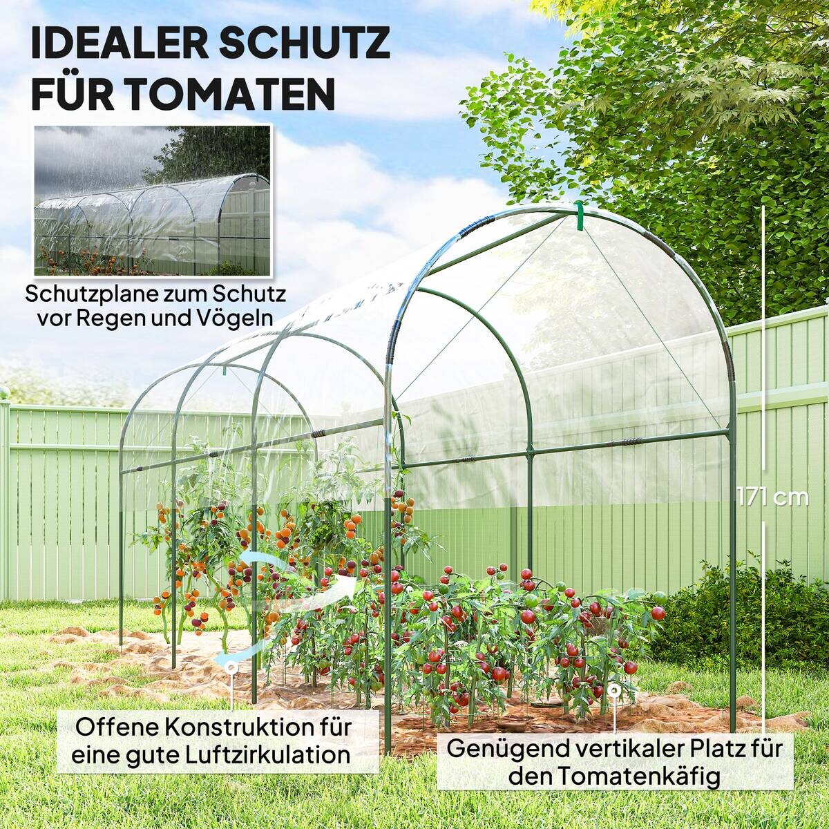 Outsunny Gewächshaus B/H/T/L: ca. 120x170x120x400 cm transparent