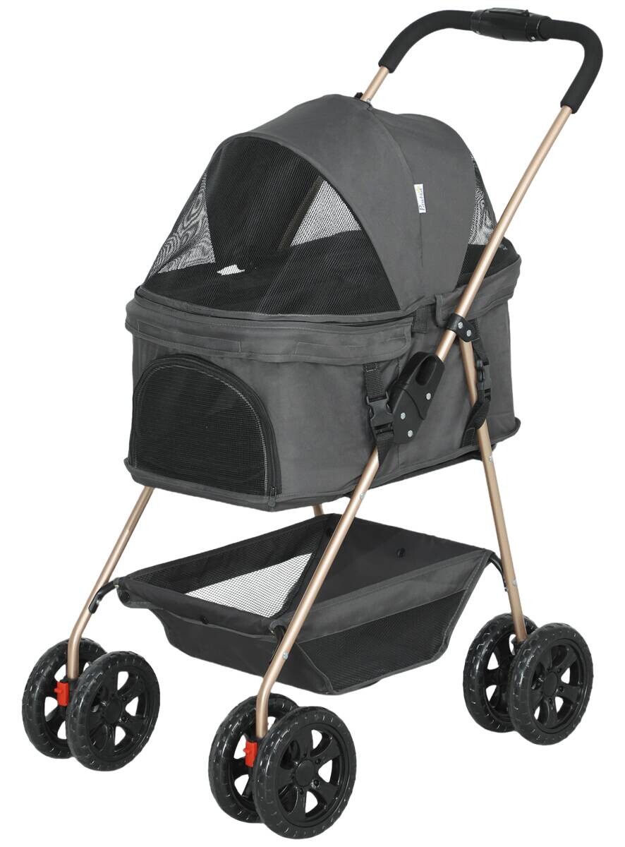 PawHut Hundewagen grau Stahl B/H/L: ca. 50x102x76 cm