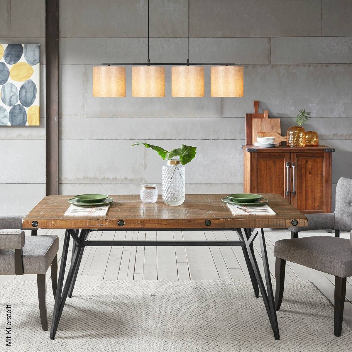 Opviq Pendelleuchte Valiz-4706 creme schwarz B/H/T/L: ca. 110x120x25x110 cm E27 4 Brennstellen