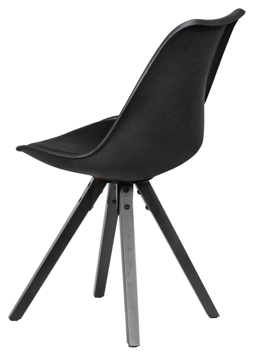 Stuhl 2er-Set schwarz schwarz schwarz Kunststoff Kunstleder Echtholz B/H/T: ca. 49x87x52 cm