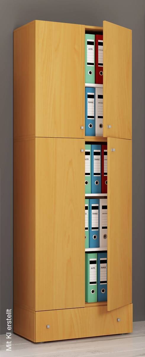 Büroschrank Lona buche Nachbildung weiß B/H/T: ca. 70x200x39 cm