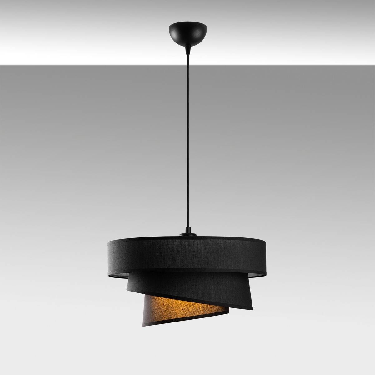 Pendelleuchte schwarz Stoff Metall B/H/L/D: ca. 40x120x40x40 cm E27 1 Brennstellen