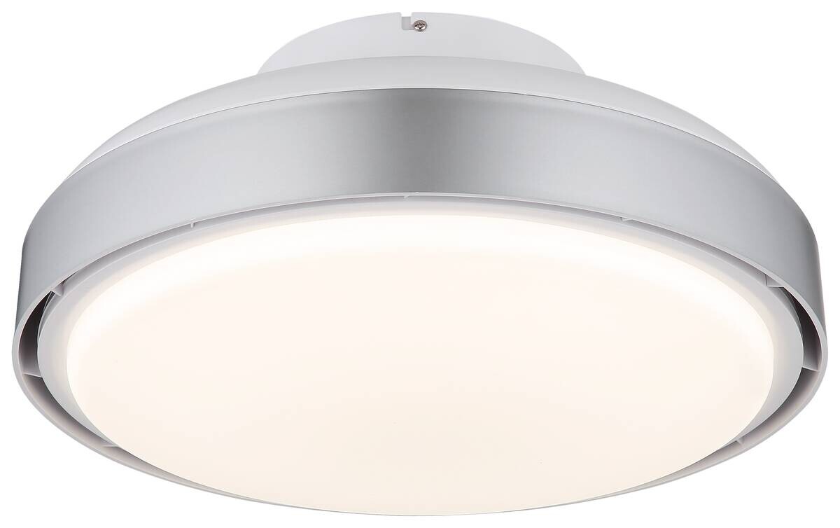 GLOBO LED-Deckenventilator Opal silber weiß Acryl Kunststoff H/D: ca. 20x45 cm 1 Brennstellen