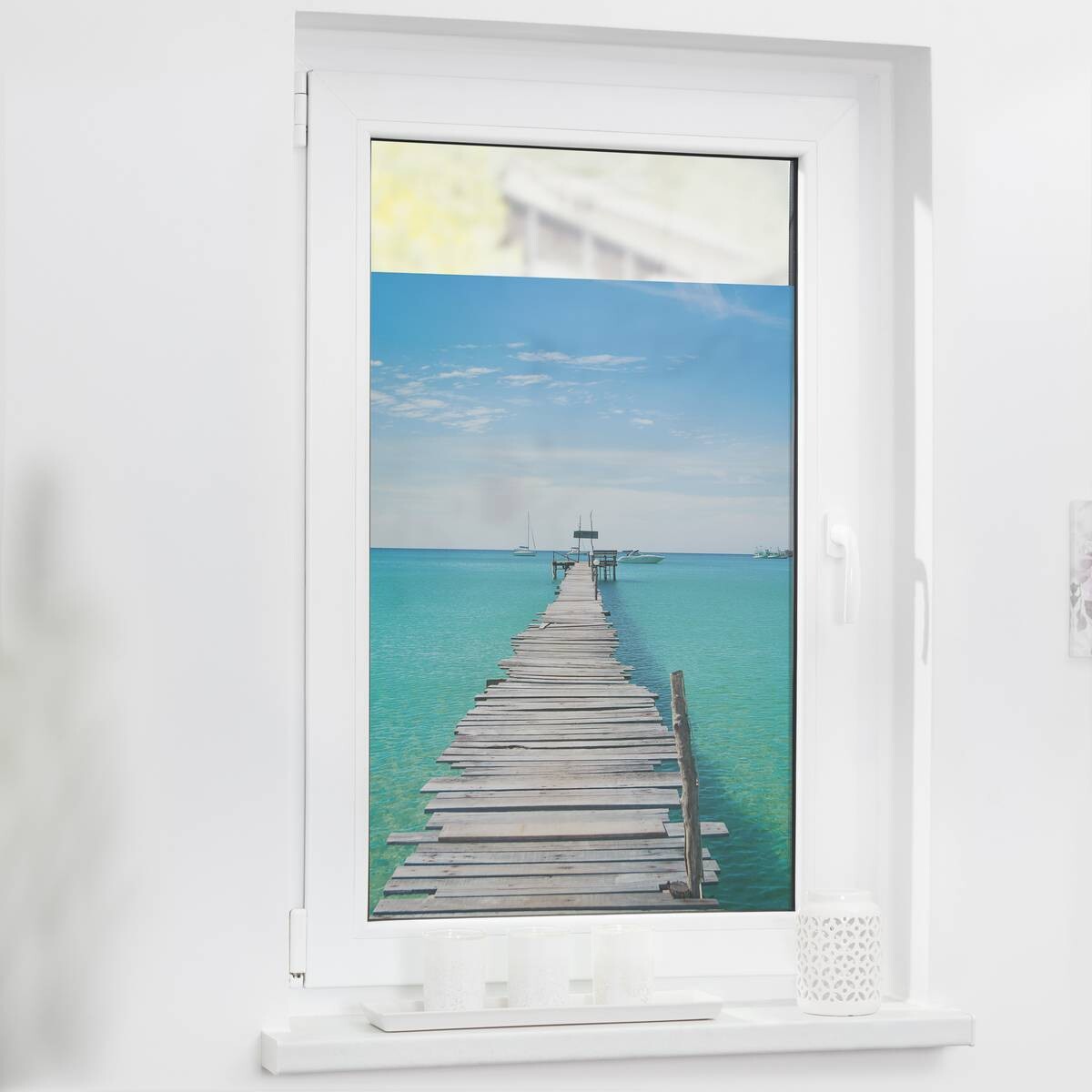 LICHTBLICK Fensterfolie El Mar Meer El Mar blau B/L: ca. 100x100 cm