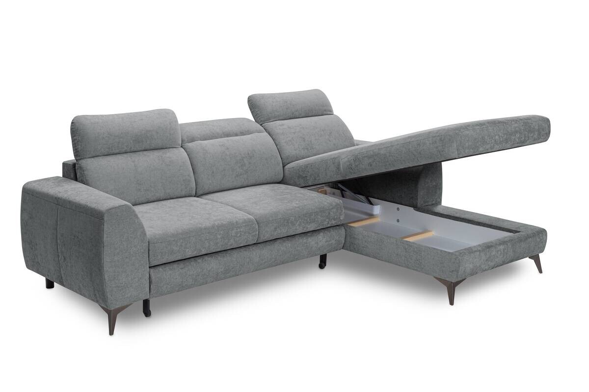 Ecksofa mit Bettfunktion und Bettkasten anthrazit Microfaser B/T: ca. 264x191 cm
