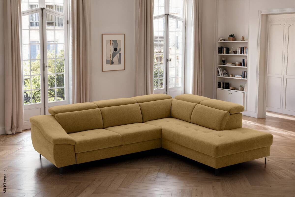 Ecksofa mit Bettfunktion senf Flachgewebe B/H/T: ca. 280x96x238 cm