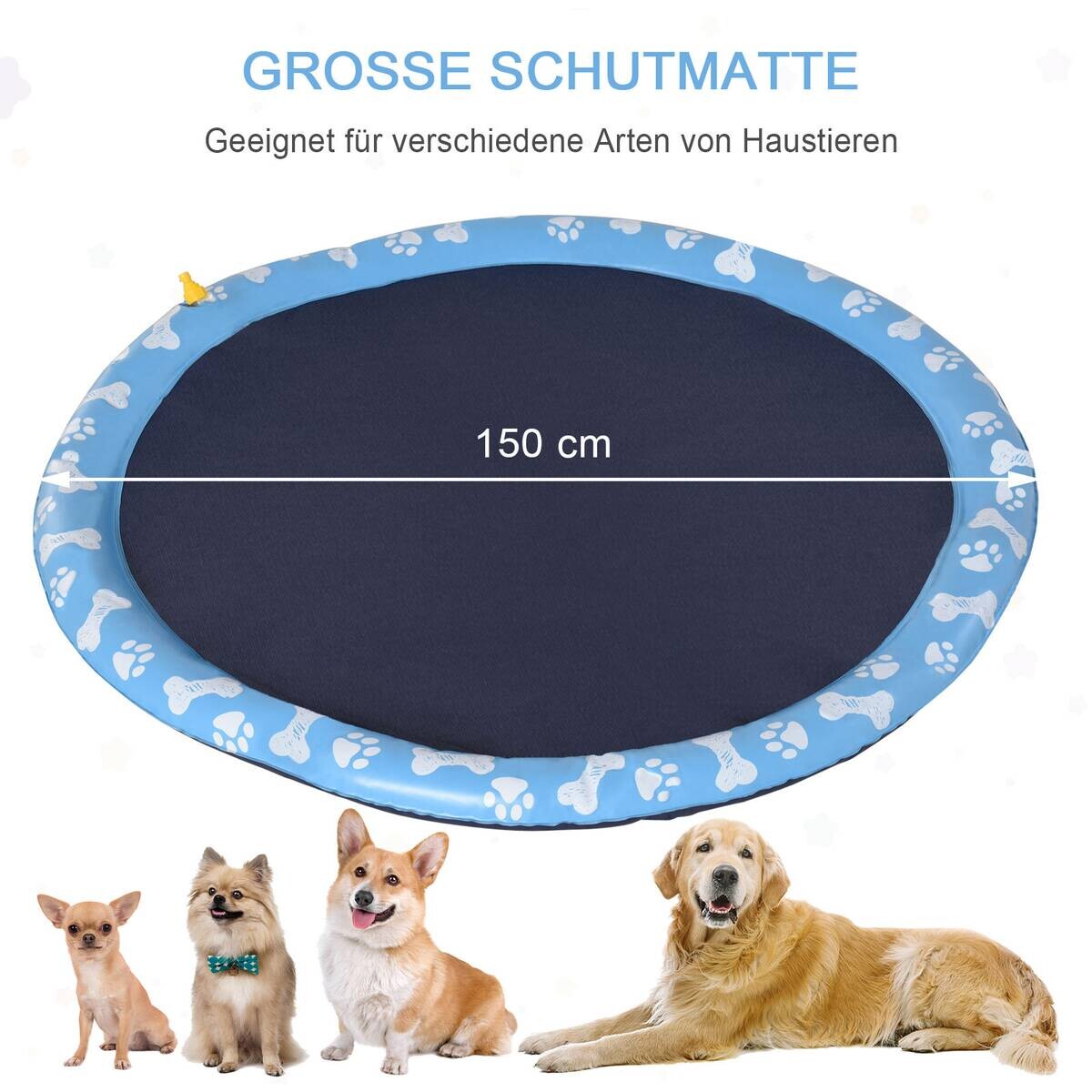 PawHut Hunde-Planschbecken blau Kunststoff B/H/L: ca. 150x1x150 cm