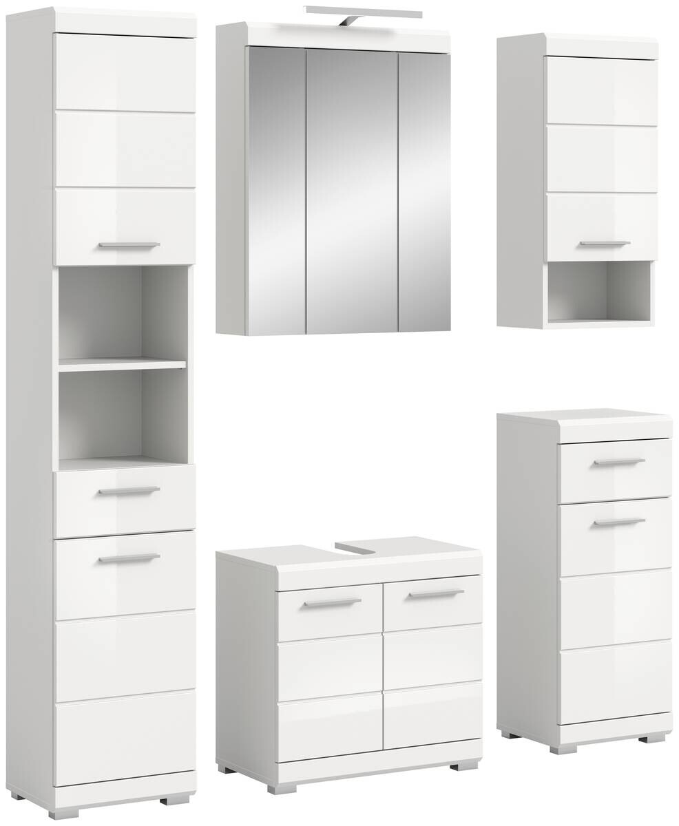 Badezimmer-Set Scout weiß weiß Hochglanz B/H/T: ca. 164x191x34 cm