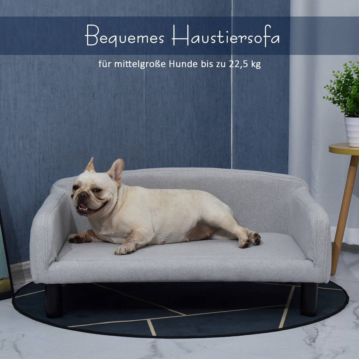 PawHut Hundesofa hellgrau Polyester B/H/L: ca. 82x36x54 cm