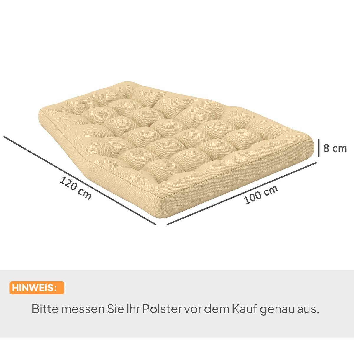 Outsunny Sitzkissen beige Schaumstoff B/H/L: ca. 100x8x120 cm