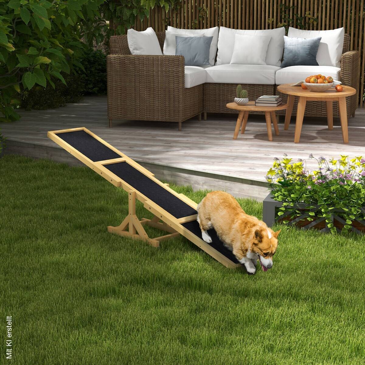 PawHut Hundewippe gelb Holz B/H/L: ca. 30x30x180 cm