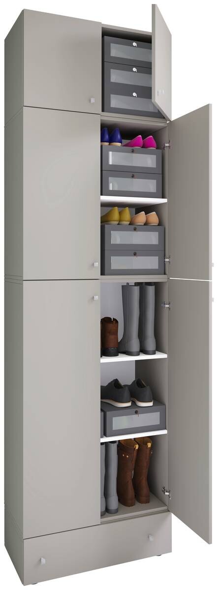 Schuhschrank Lona grau weiß B/H/T: ca. 70x240x39 cm