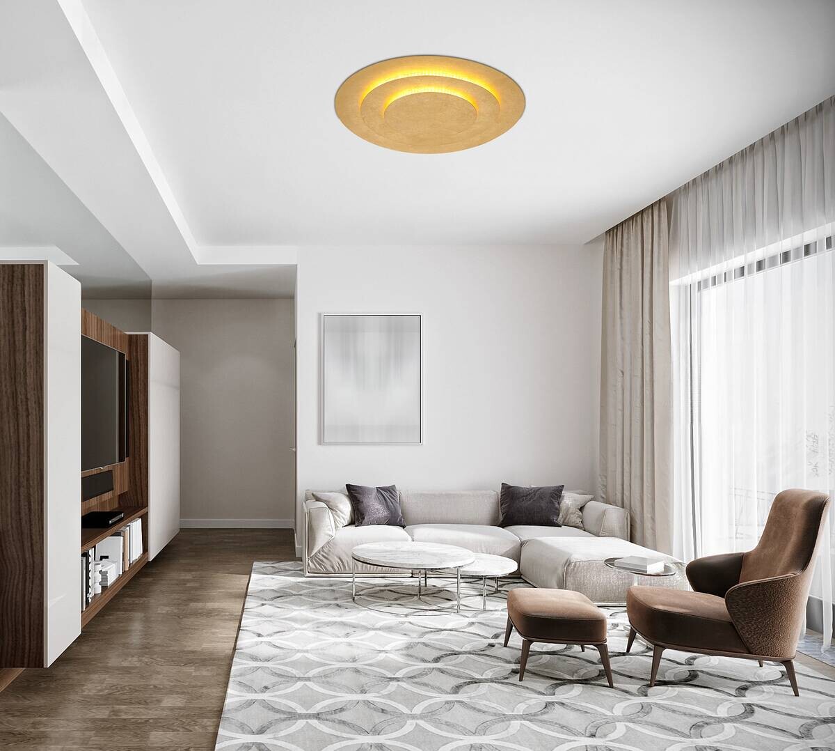 GLOBO LED-Deckenleuchte Heda gold Metall H/D: ca. 5x49 cm