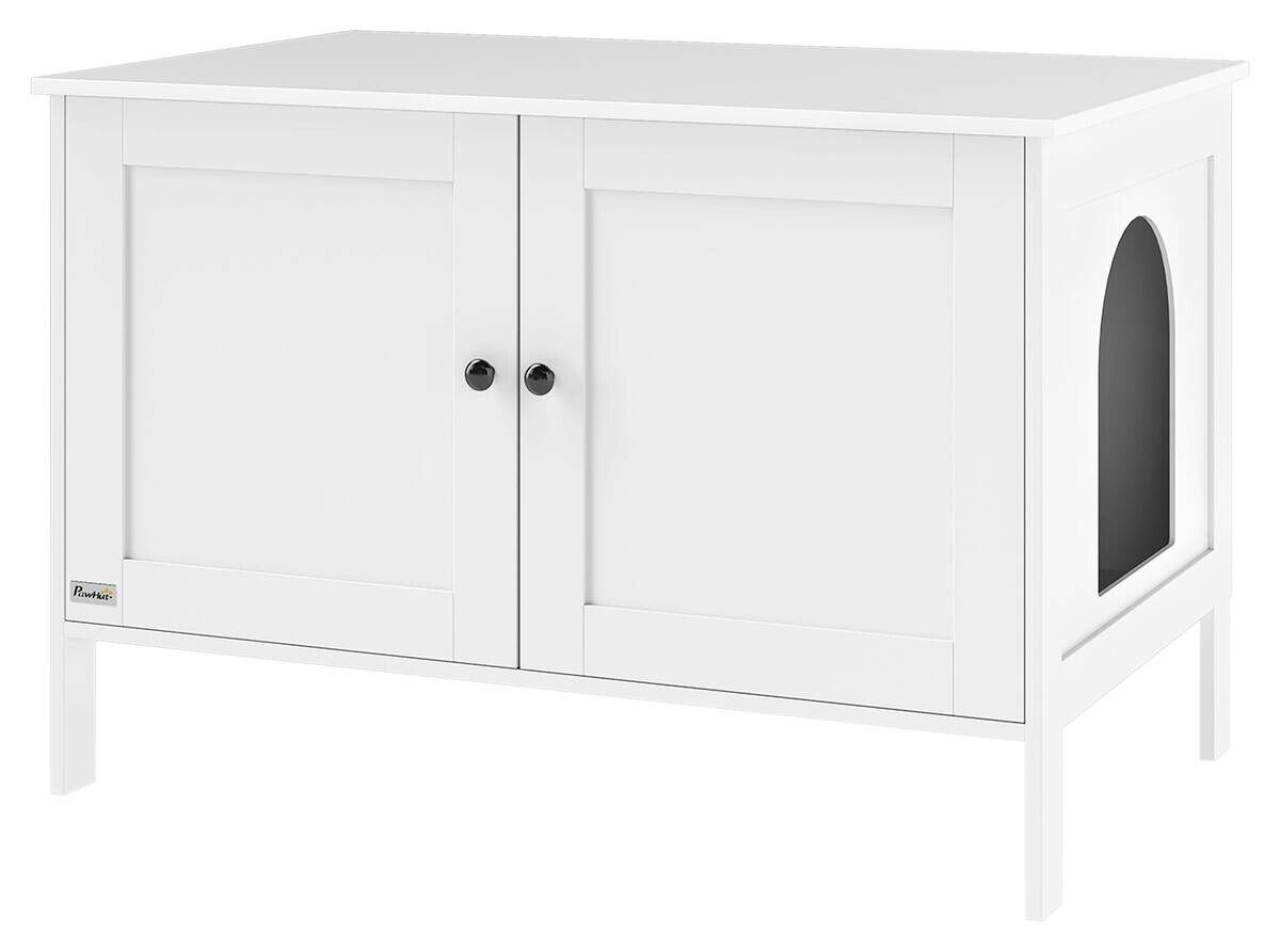 PawHut Katzenklo Schrank weiß MDF B/H/L: ca. 51x54x80 cm