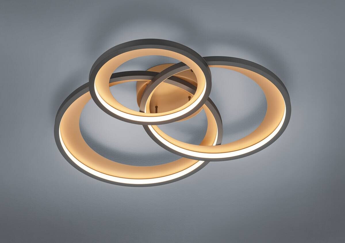 Reality LED-Deckenleuchte Granada schwarz gold Metall B/H/L: ca. 71,5x10,5x63,5 cm