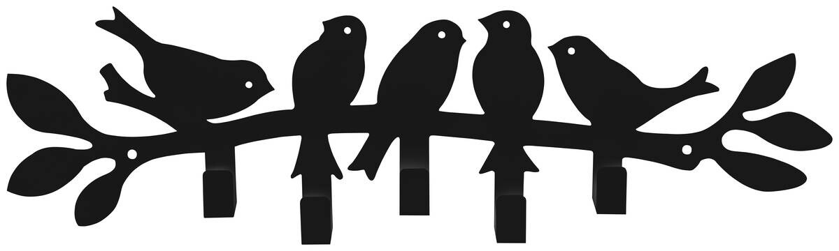 Garderobenleiste Birds schwarz Metall B/H/T: ca. 48x14x4 cm