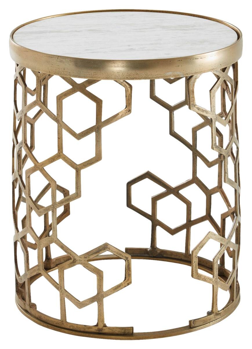 Beistelltisch gold Optik weiß Marmor Optik Aluminium Marmor B/H/T/D: ca. 46x46x55x44 cm