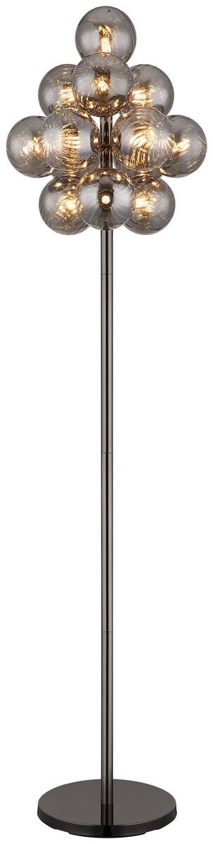 GLOBO Stehlampe schwarz Chrom Rauch Metall Glas H/D: ca. 160x39,5 cm 13 Brennstellen