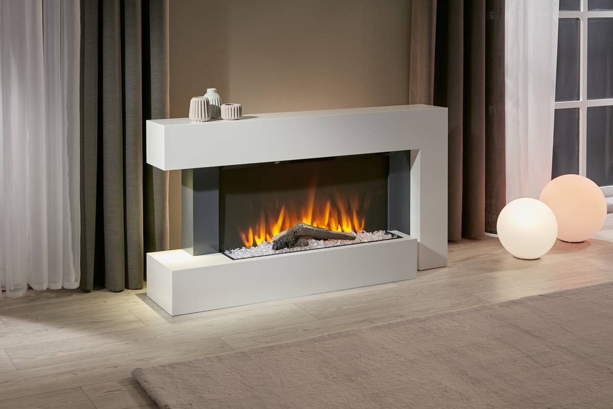 BHP Elektrischer-Kamin BG00678 weiß MDF Metall B/H/T: ca. 120x64x27 cm