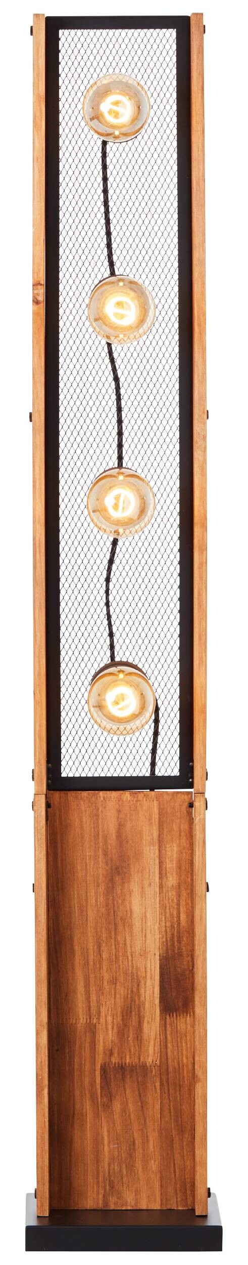 Brilliant Stehlampe Calandra 93122/76 schwarz natur Metall Holz B/H/T: ca. 20x125,5x20 cm E27 4 Brennstellen