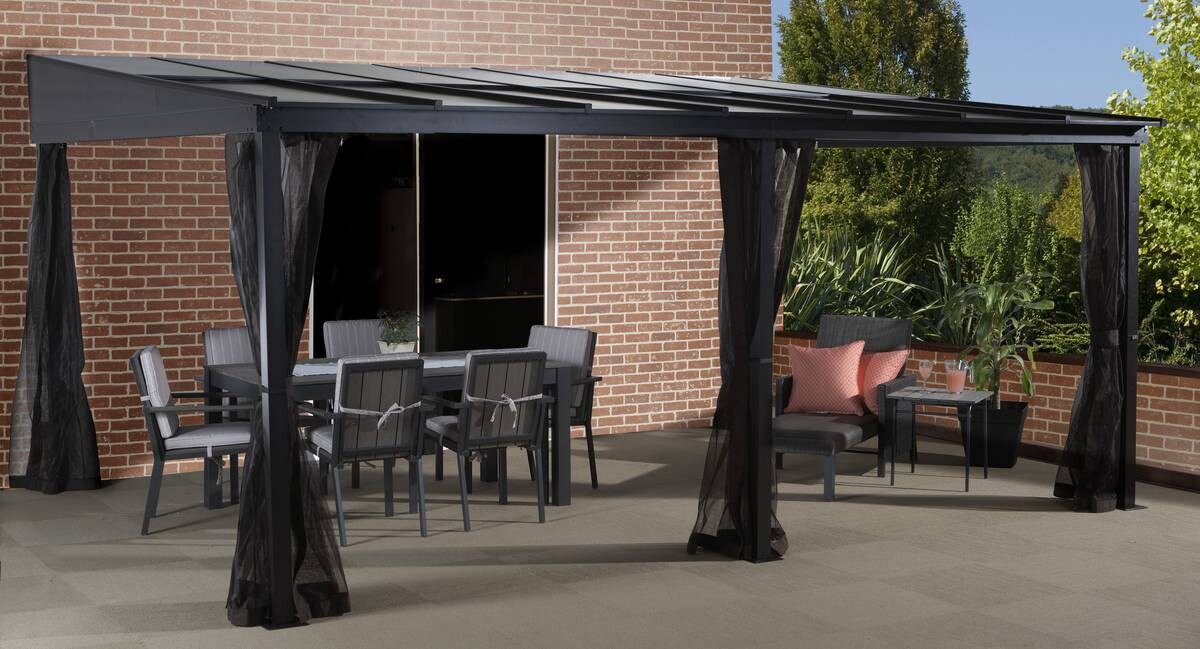 Sojag Terrassenüberdachung St. Barth anthrazit Aluminium B/H/T: ca. 484x240x363 cm