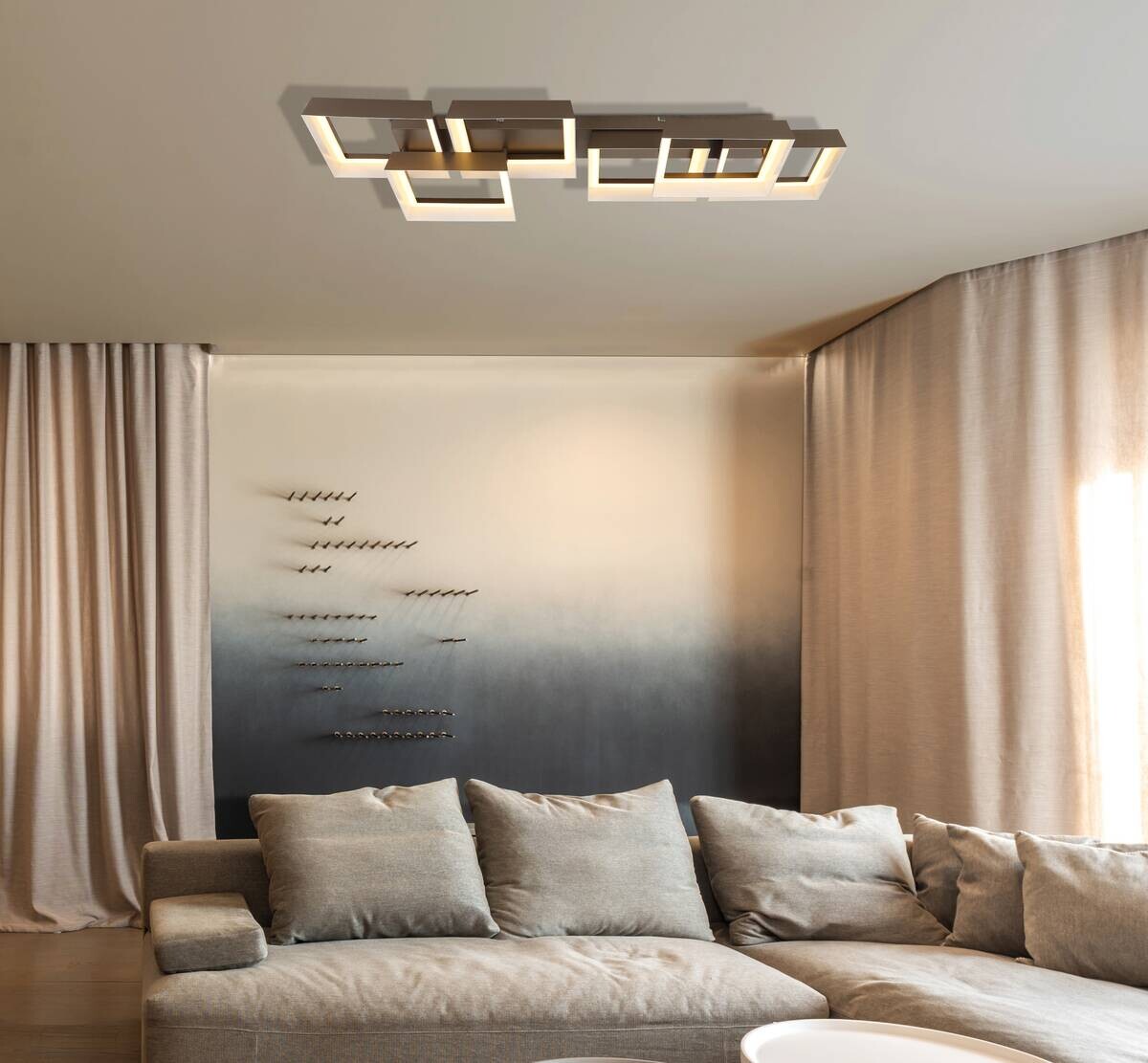 GLOBO Deckenleuchte kaffee Metall Kunststoff B/H/L: ca. 35x12,5x102 cm 1 Brennstellen