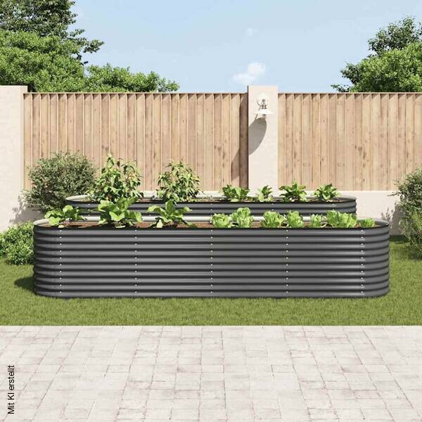 Garten-Hochbeet grau Stahl B/H/L: ca. 80x81x400 cm
