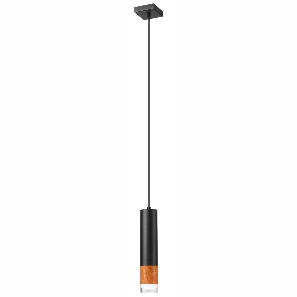 Lamkur Pendelleuchte schwarz Glas Stahl B/H/L: ca. 8x105x8 cm GU10 1 Brennstellen