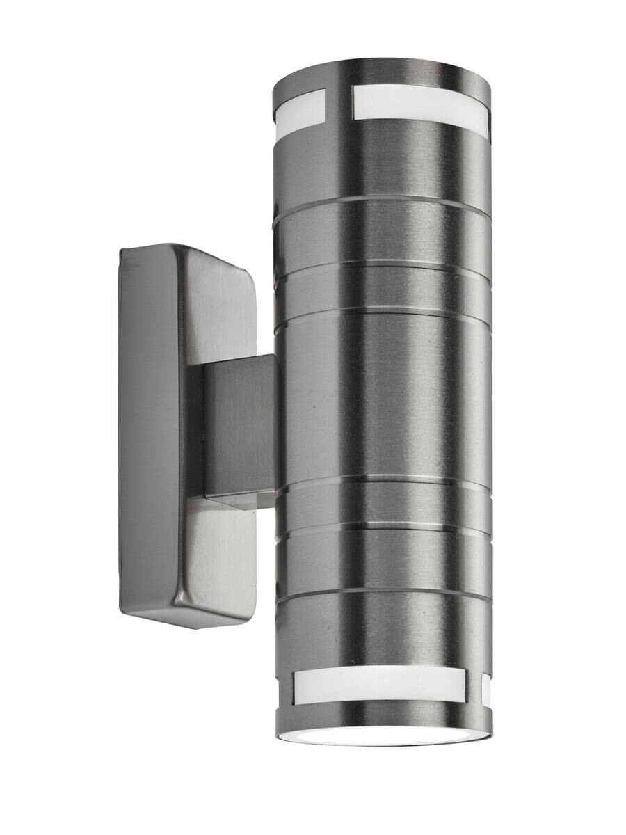 Wandaußenleuchte silber klar B/H/T: ca. 6x18x11 cm