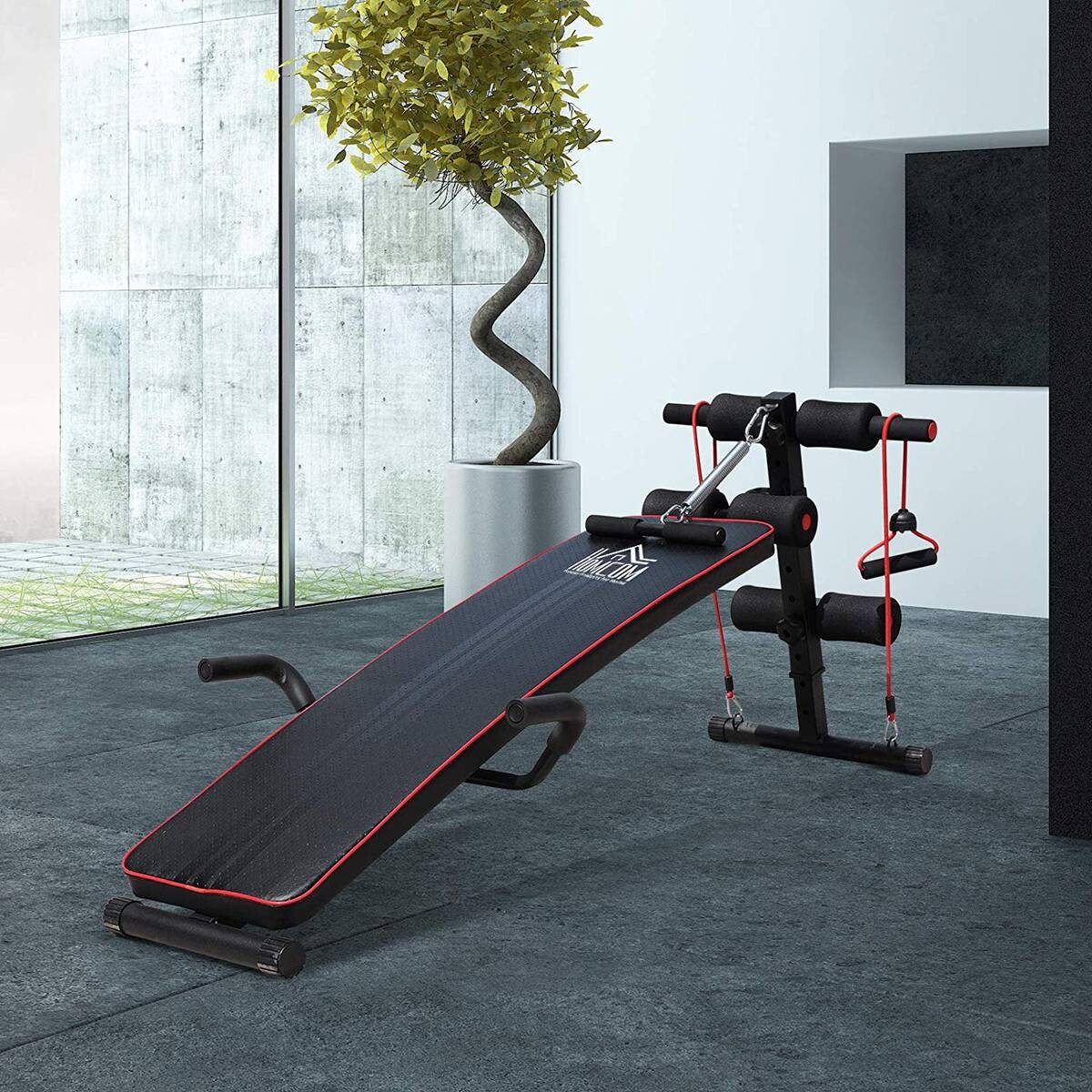 HOMCOM Sit-Up-Bank schwarz Stahl