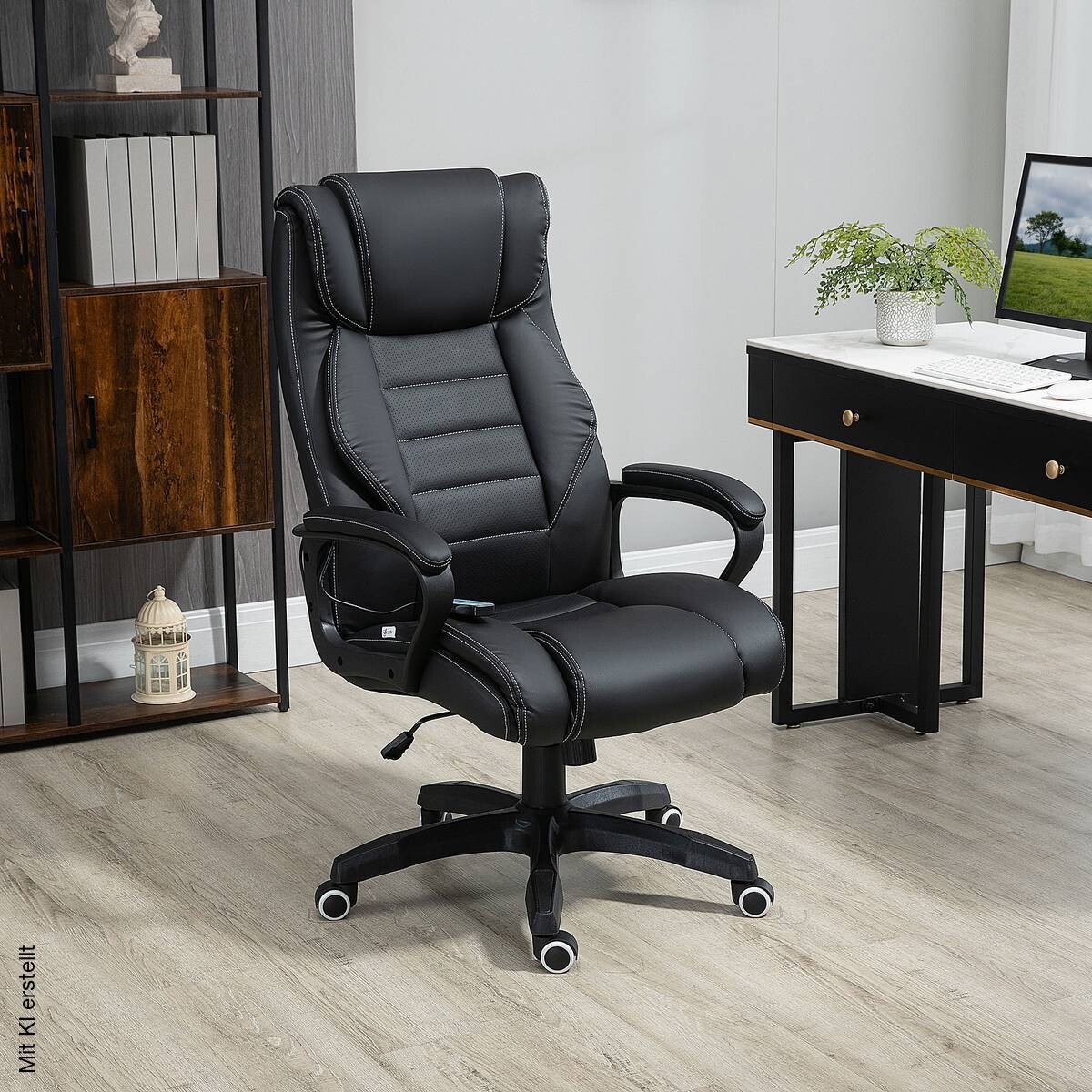 Chefsessel 921-321 schwarz Kunstleder Nylon Kunststoff