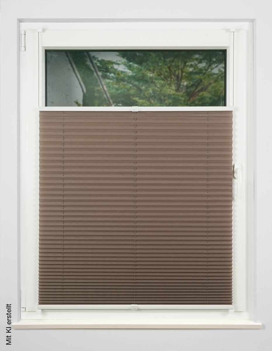 Hochwertiges Klemmplissee taupe B/L: ca. 80x130 cm