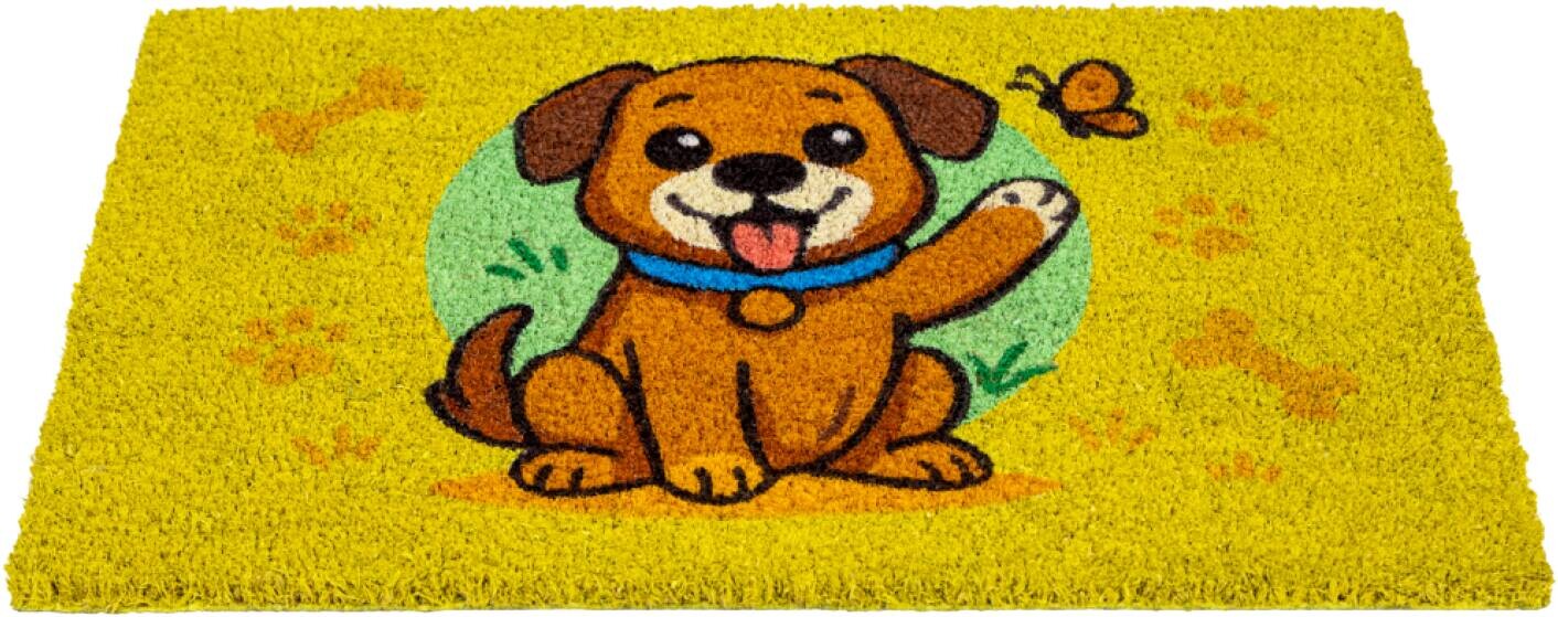 Fußmatte Kokos Dog yellow Multi B/L: ca. 40x60 cm