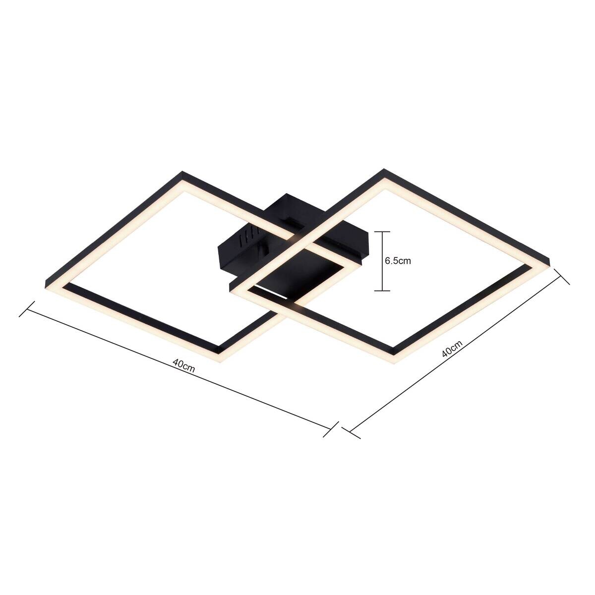Pocoline LED-Deckenleuchte Lotte schwarz Kunststoff B/H/L: ca. 40x6,5x40 cm