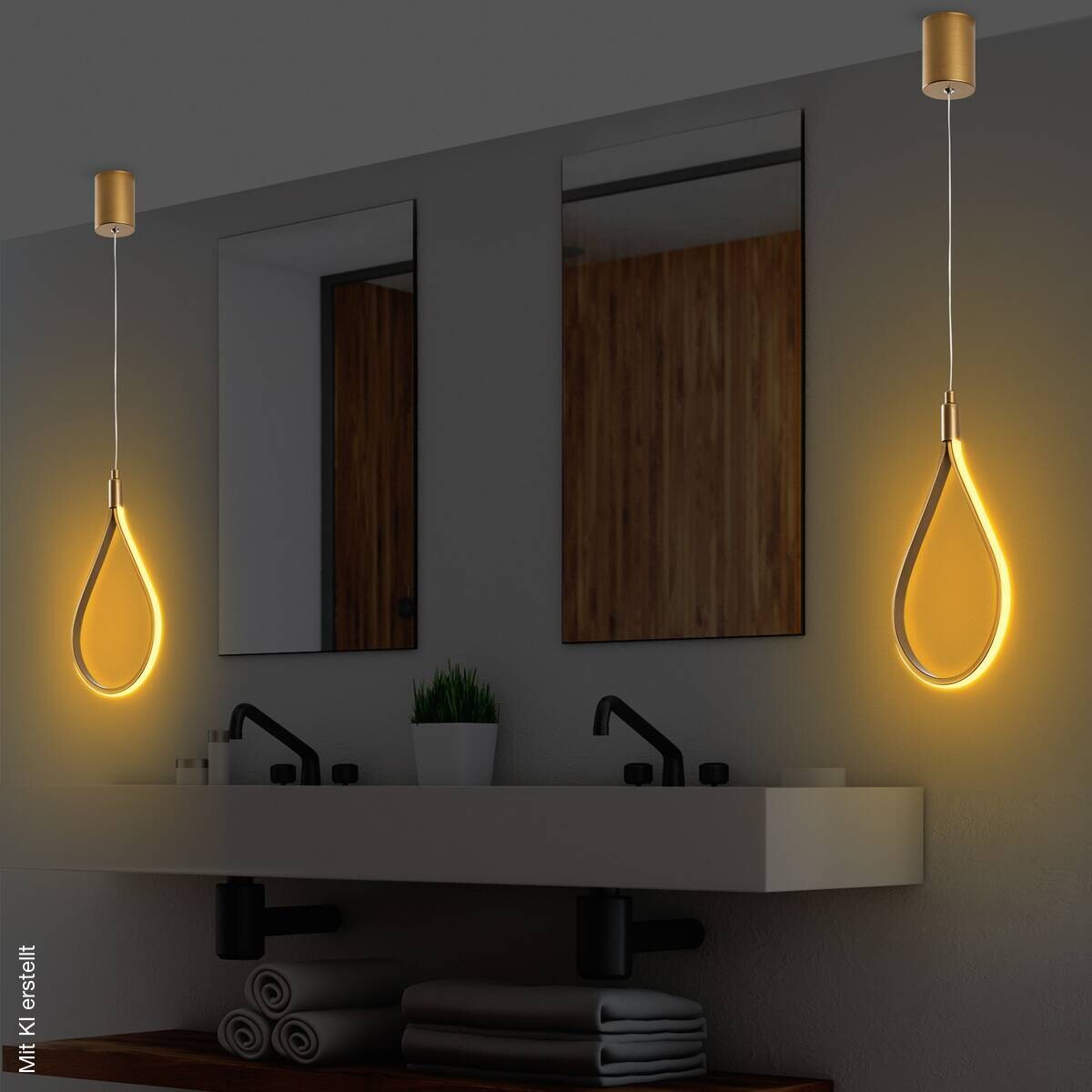 Opviq LED-Pendelleuchte gold B/H/T: ca. 23x100x10 cm