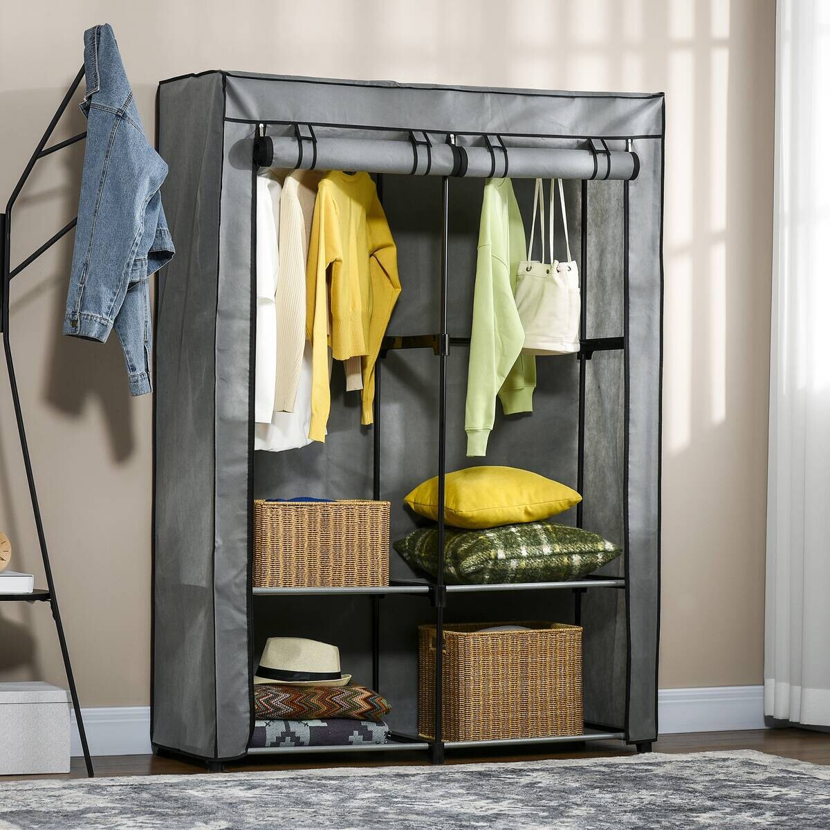 HOMCOM Kleiderschrank hellgrau Polypropylen B/H/L: ca. 49x118x170 cm