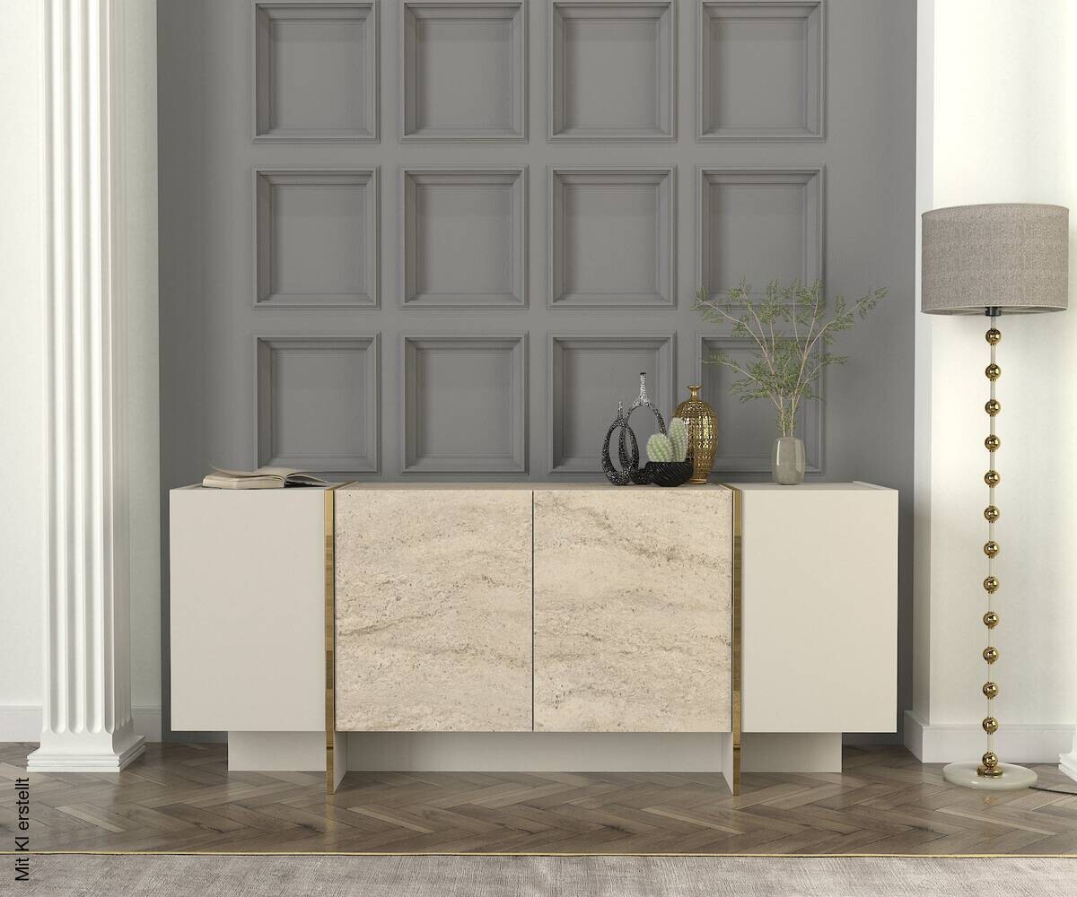 Sideboard Veyron beige granit Optik B/H/T: ca. 180x75,5x46,6 cm