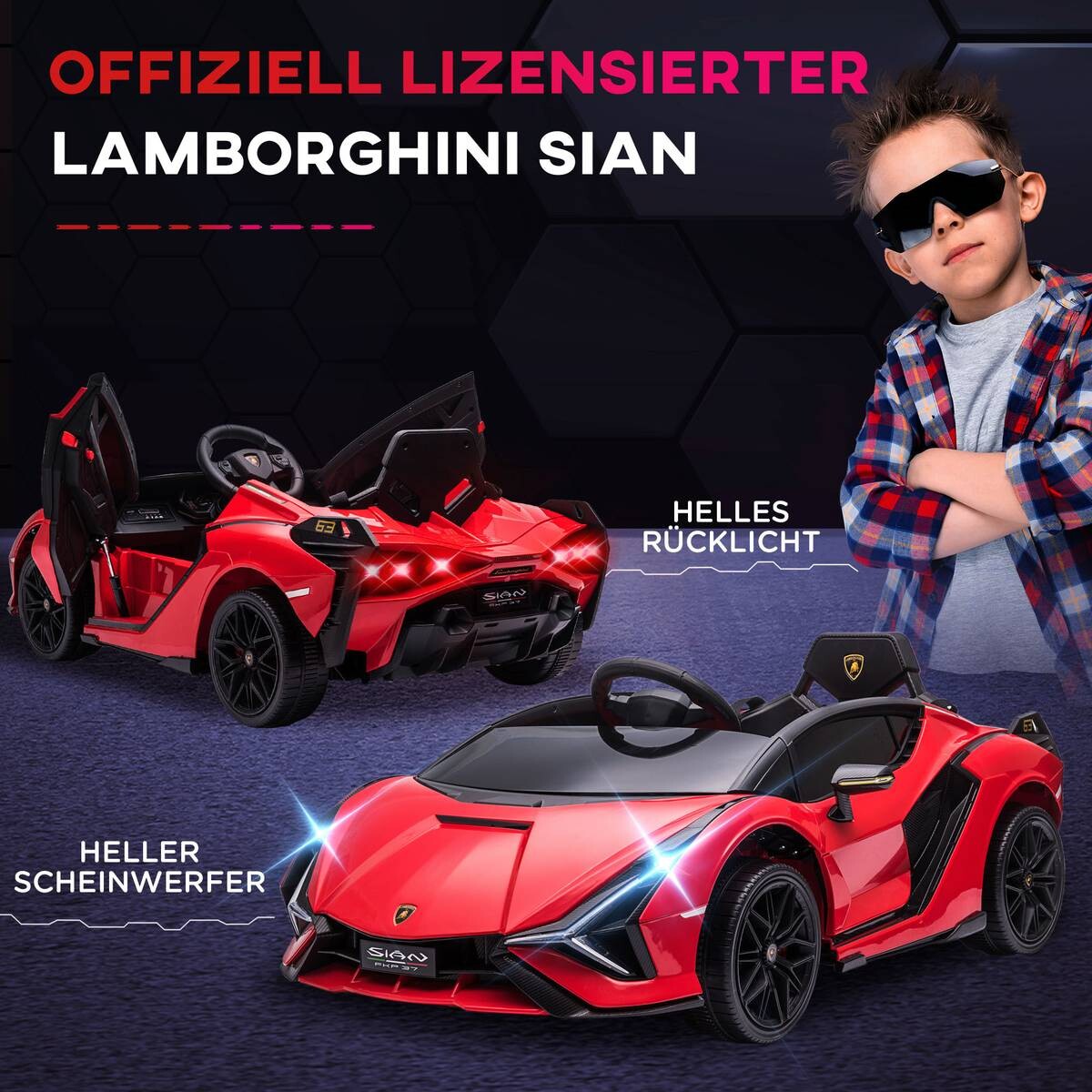 HOMCOM Kinder-Elektroauto rot B/H/L: ca. 62x65x132 cm