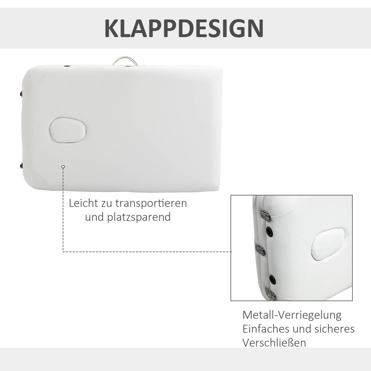 HOMCOM Massageliege weiß PVC B/H/L: ca. 60x215x84 cm