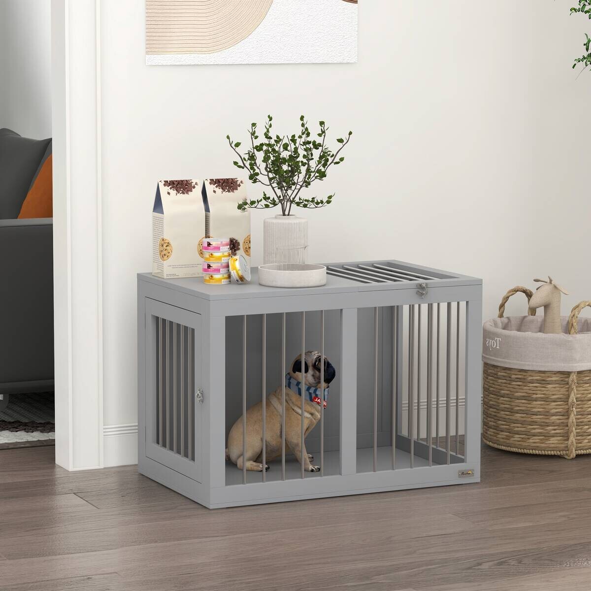 PawHut Hunde-Zubehör grau Edelstahl B/H/L: ca. 50x80x56,5 cm