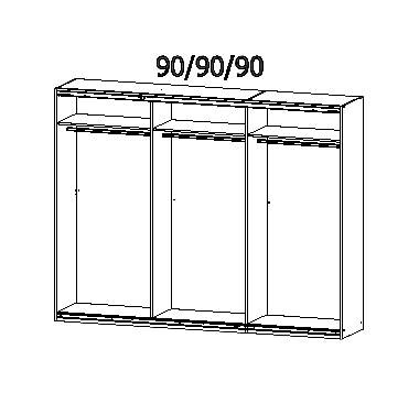 Schwebetürenschrank Kulmbach grau B/H/T: ca. 271x210x62 cm