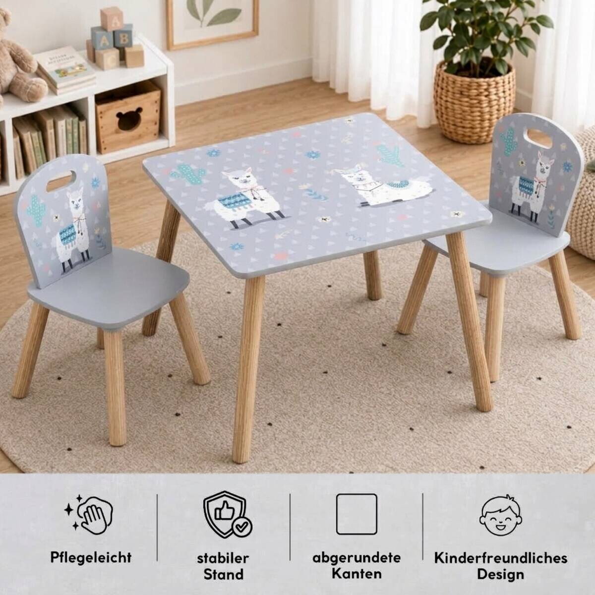 Kesper Kindertisch mit zwei Stühlen multicolor Spanplatte