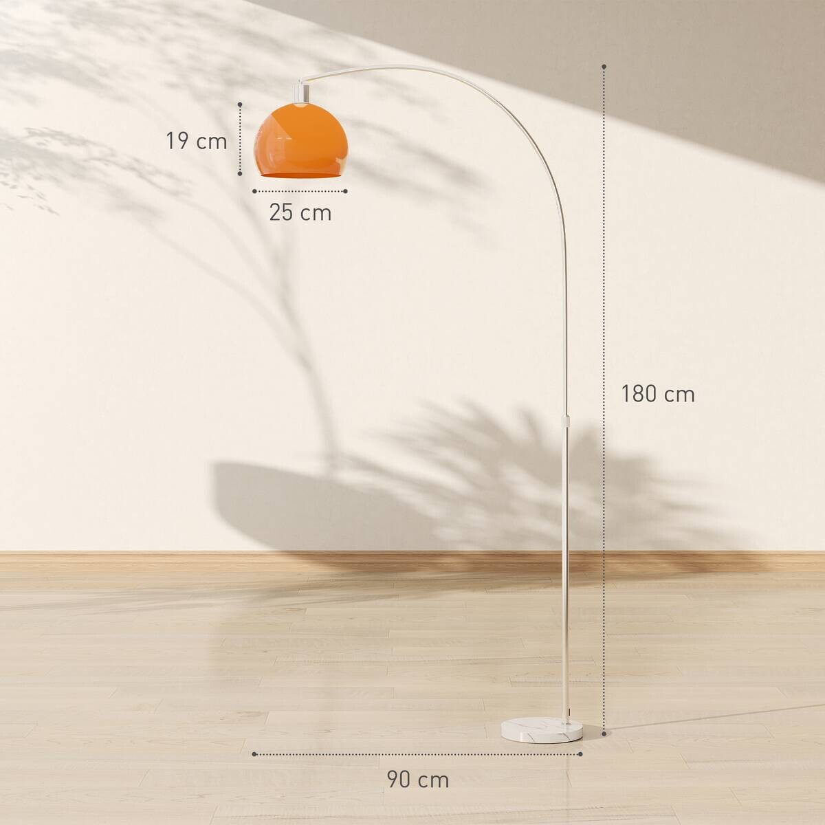HOMCOM Stehleuchte orange Metall B/H/L: ca. 26x180x90 cm E27 1 Brennstellen