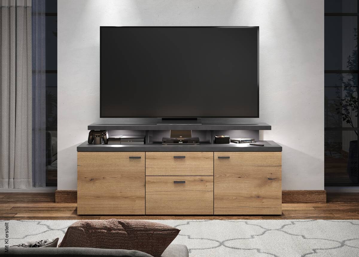 TV-Lowboard Mood Eiche Evoke Coast Nachbildung Matera Nachbildung B/H/T: ca. 151x66x47 cm